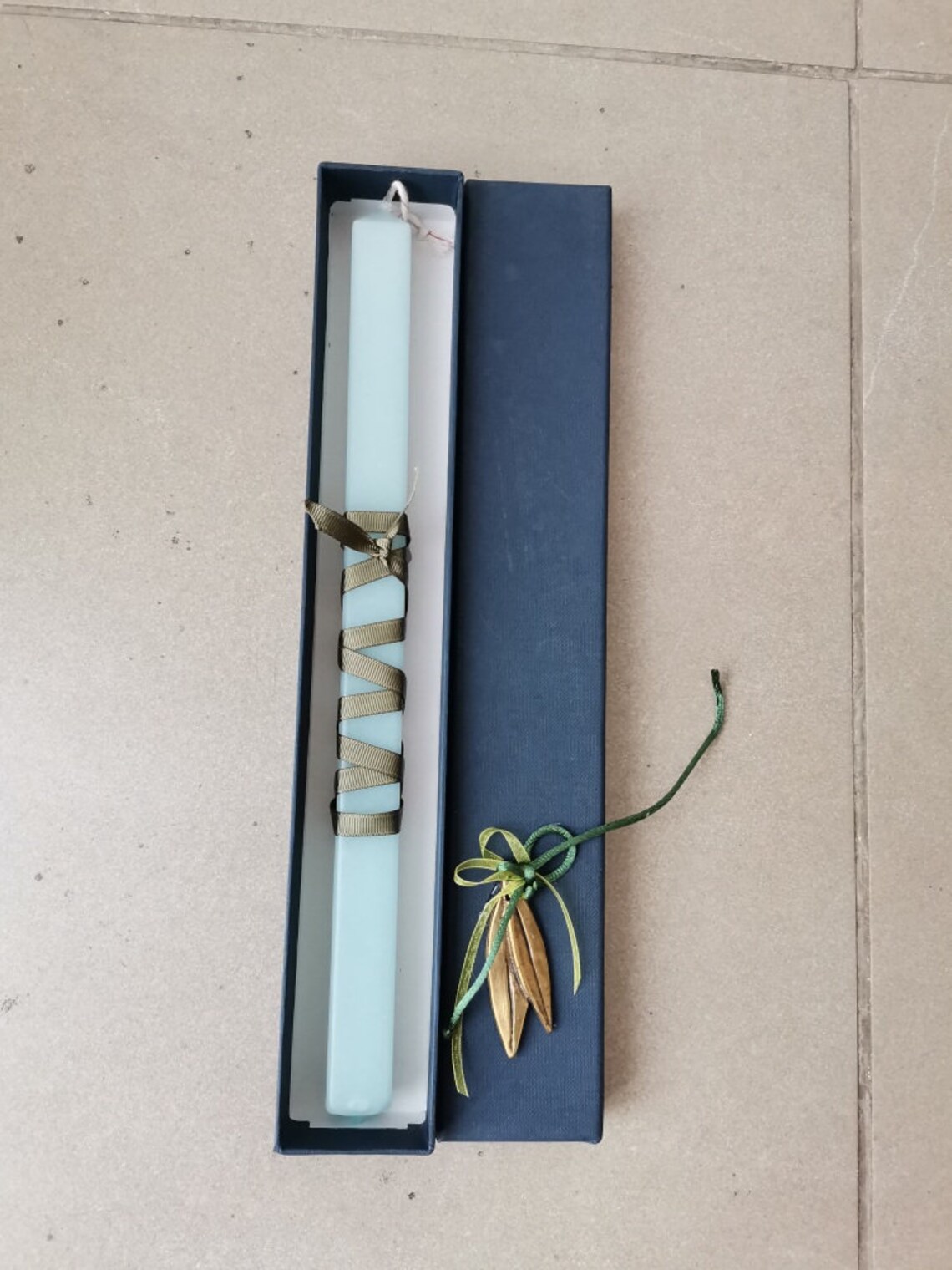 Greek Easter Candle in a Box Easter Candle in Navy Blue Box Etsy