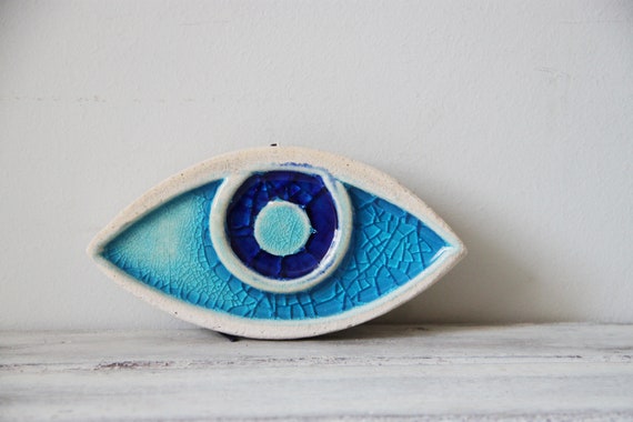 Blue eye wall hanging, ceramic eye wall hanging, blue eye lucky charm