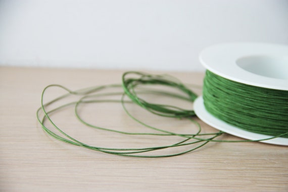Thin, Flexible Wire, Bottle Green Coloured, Thin, Polyester Cord With Wire,  Fabric Covered, Dark Green, Flexible Wire, 5 Yards 