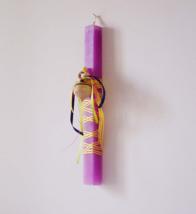 Greek Easter candle with spinning top purple square candle Etsy