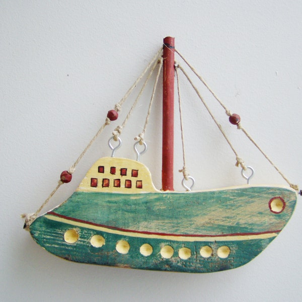 Two sided wooden sailboat, out of old beehive boxes,eco boat, upcycled wood