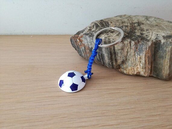 Football keyring, blue and white football, national Greek team ball key ring, Iraklis keyring, soccer ball key chain, mens gift