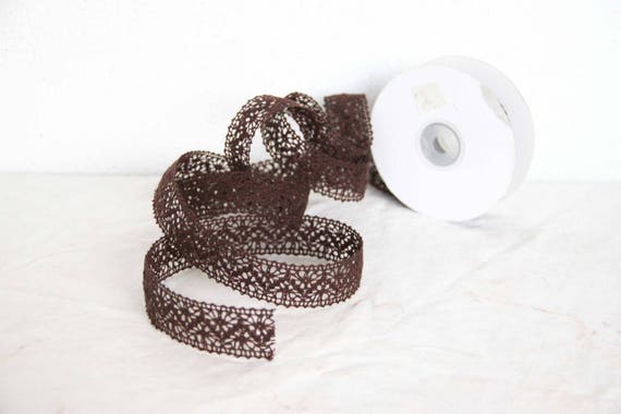 Brown cotton lace, chocolate brown lace ribbon, craft and sewing cotton trim, gift wrapping and craft making lace, 5 metres, 5.46 yards