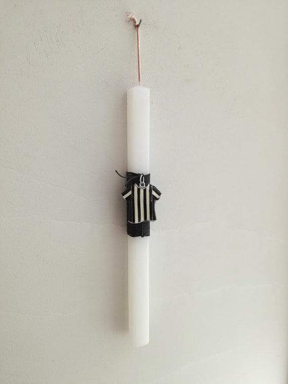 Football Easter candle, PAOK candle, boys Greek Easter candle with PAOK colors jersey, λαμπάδα ΠΑΟΚ με φανέλα