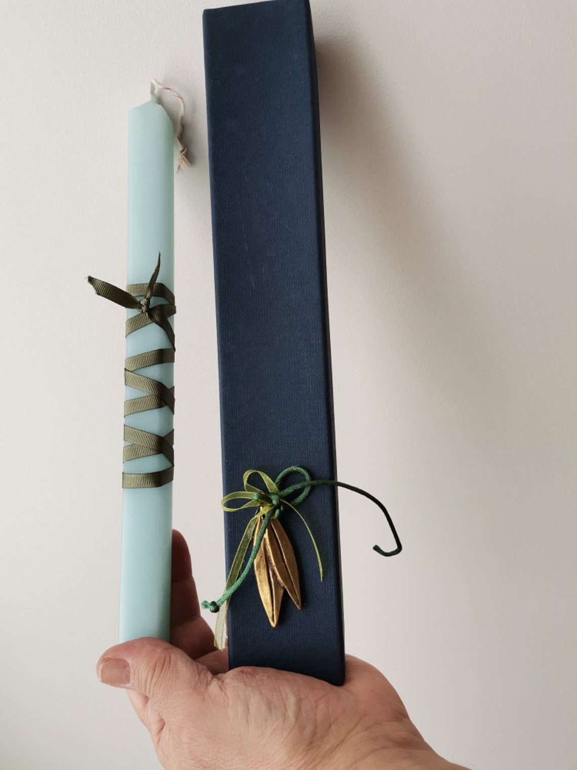 Greek Easter Candle in a Box Easter Candle in Navy Blue Box Etsy