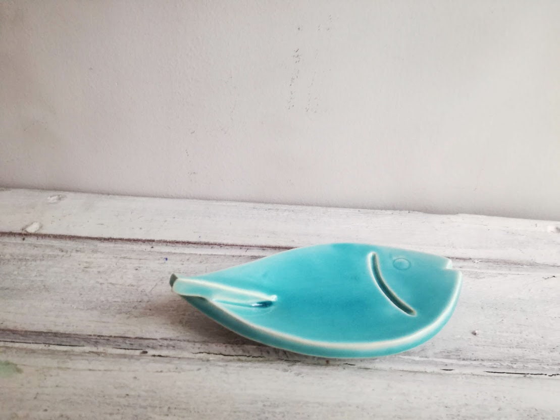 Blue Fish Plates Turquoise Blue Porcelain Fishie Plates Big Etsy