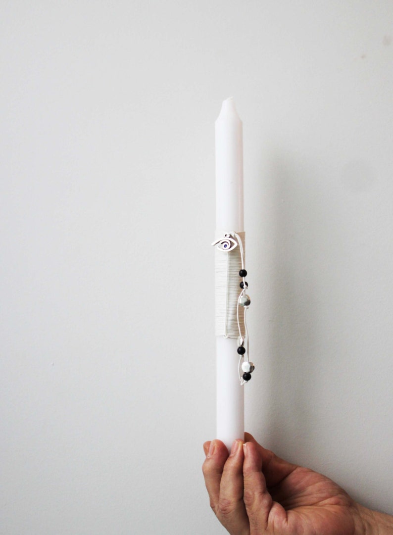 Eye Greek Easter Candle Short Thick White Candle With Blue Etsy