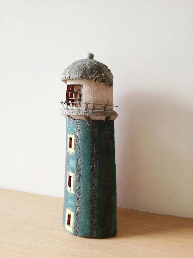 Reserved for Marion, ceramic lighthouse sculpture, stoneware lighthouse