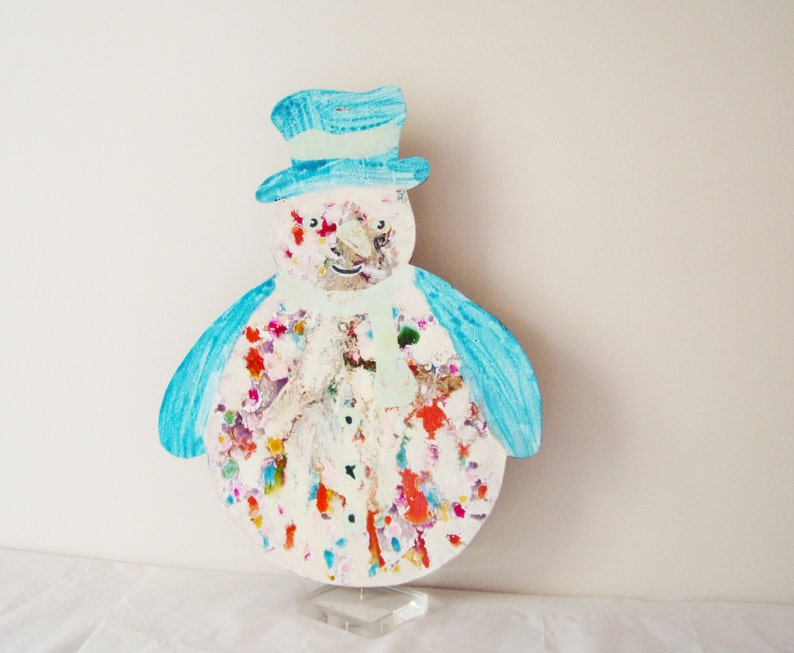 Large Metal Snowman Figurine Vintage Two Dimesional Snowman Etsy