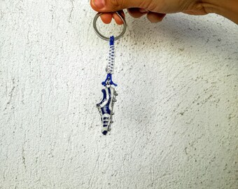 Football shoe keyring, blue and white football shoe, national Greek team shoe key ring, Iraklis keyring, soccer shoe key chain, mens gift