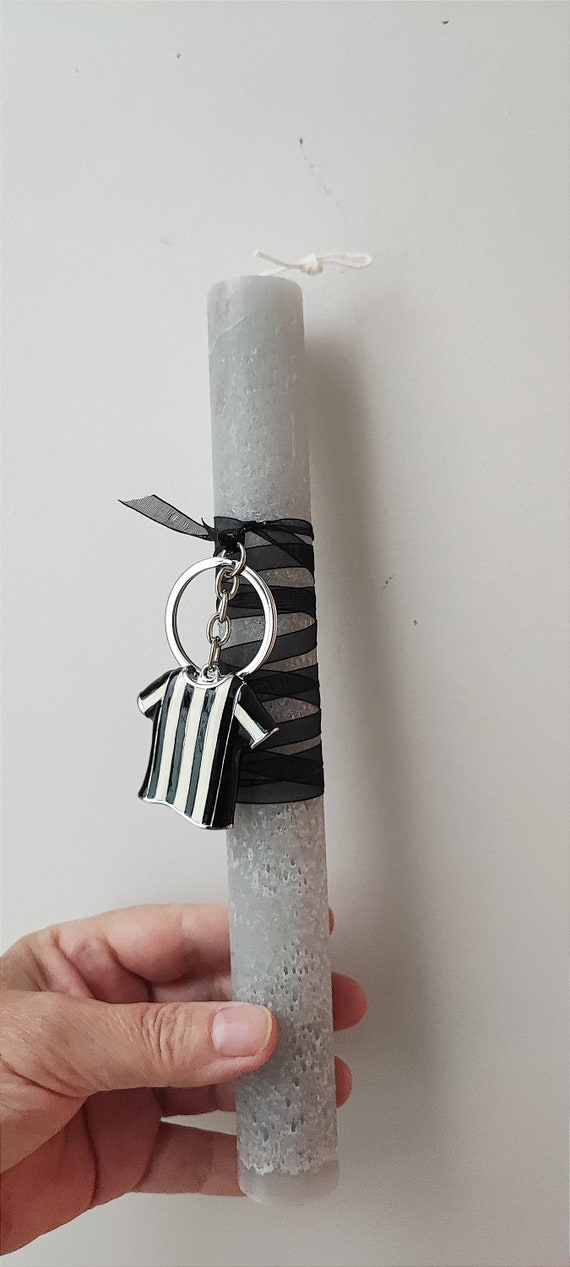 Football Easter candle, PAOK candle, boys Greek Easter candle with PAOK jersey key ring, Paok Easter gift, λαμπάδα ΠΑΟΚ με φανέλα
