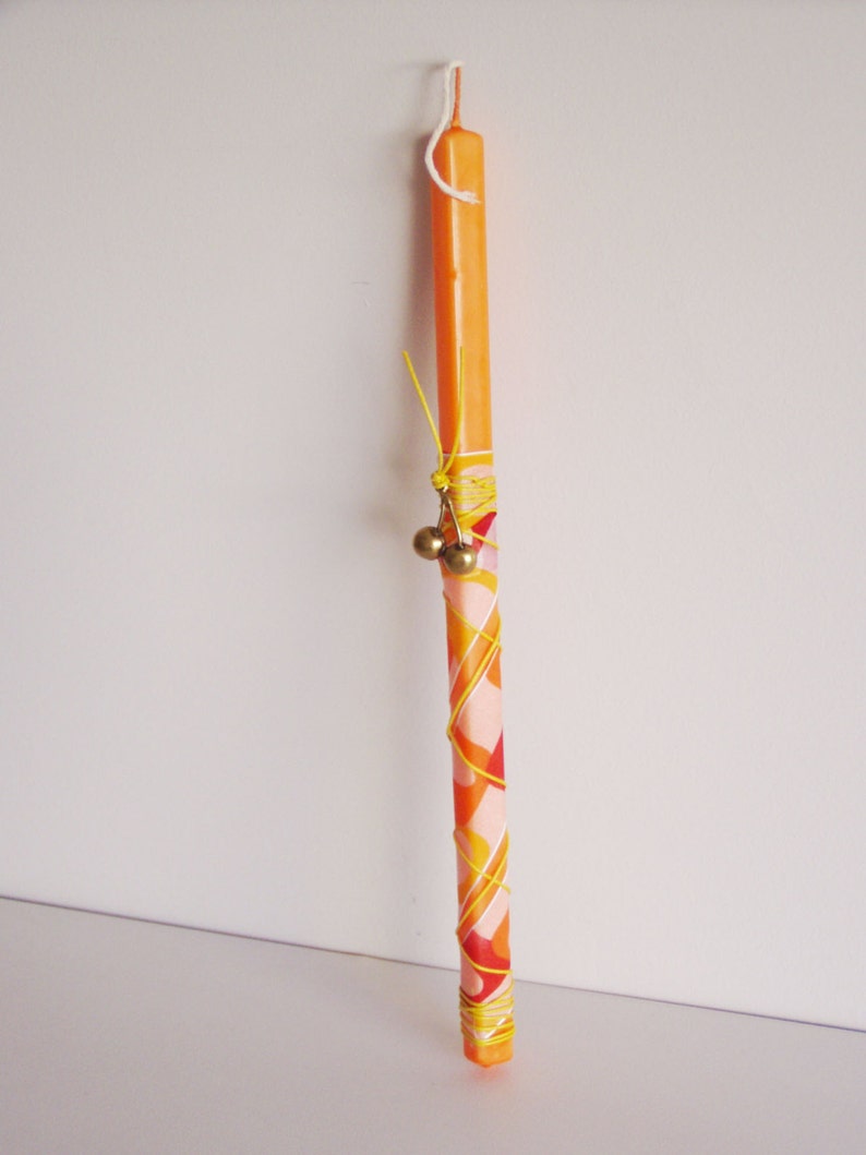 Greek Easter Candle for Girls Four Sided Orange Candle With Etsy