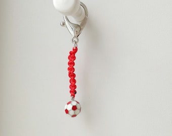 Football keyring, red and white football, Olympiakos team ball key ring, soccer ball key chain, mens gift, red white ball key holder