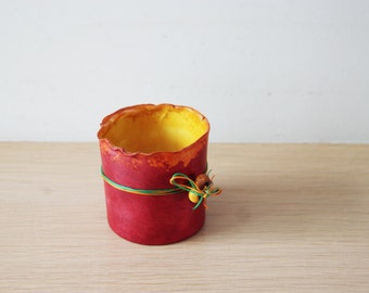 Tea light candle holder, ceramic candle holder, red candle holder, multi colour, tea light holder, hand painted, boho decor tea light