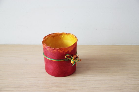 Tea light candle holder, ceramic candle holder, red candle holder, multi colour, tea light holder, hand painted, boho decor tea light