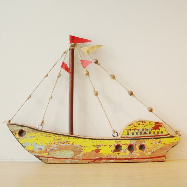 Two sided wooden sailboat, out of old beehive boxes,eco boat, upcycled wood