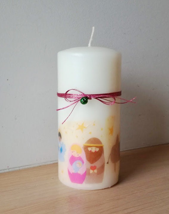 DIY Christmas Napkin Decoupage Candles - Crafty Morning