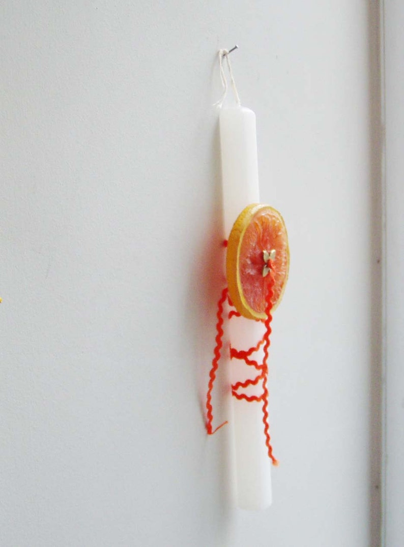 Greek Easter candle with orange slice white square candle Etsy