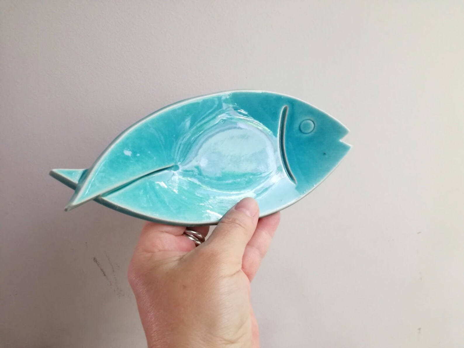 Blue Fish Plates Turquoise Blue Porcelain Fishie Plates Big Etsy