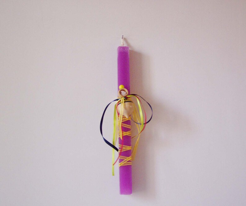 Greek Easter candle with spinning top purple square candle Etsy