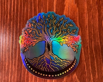 Tree Of Life Sacred Geometry Holographic Vinyl Sticker Stocking Stuffer