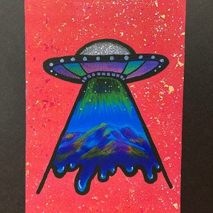 Fine Art Print Abduct Taos Mountain Alien Spaceship Ufo Stocking Stuffer