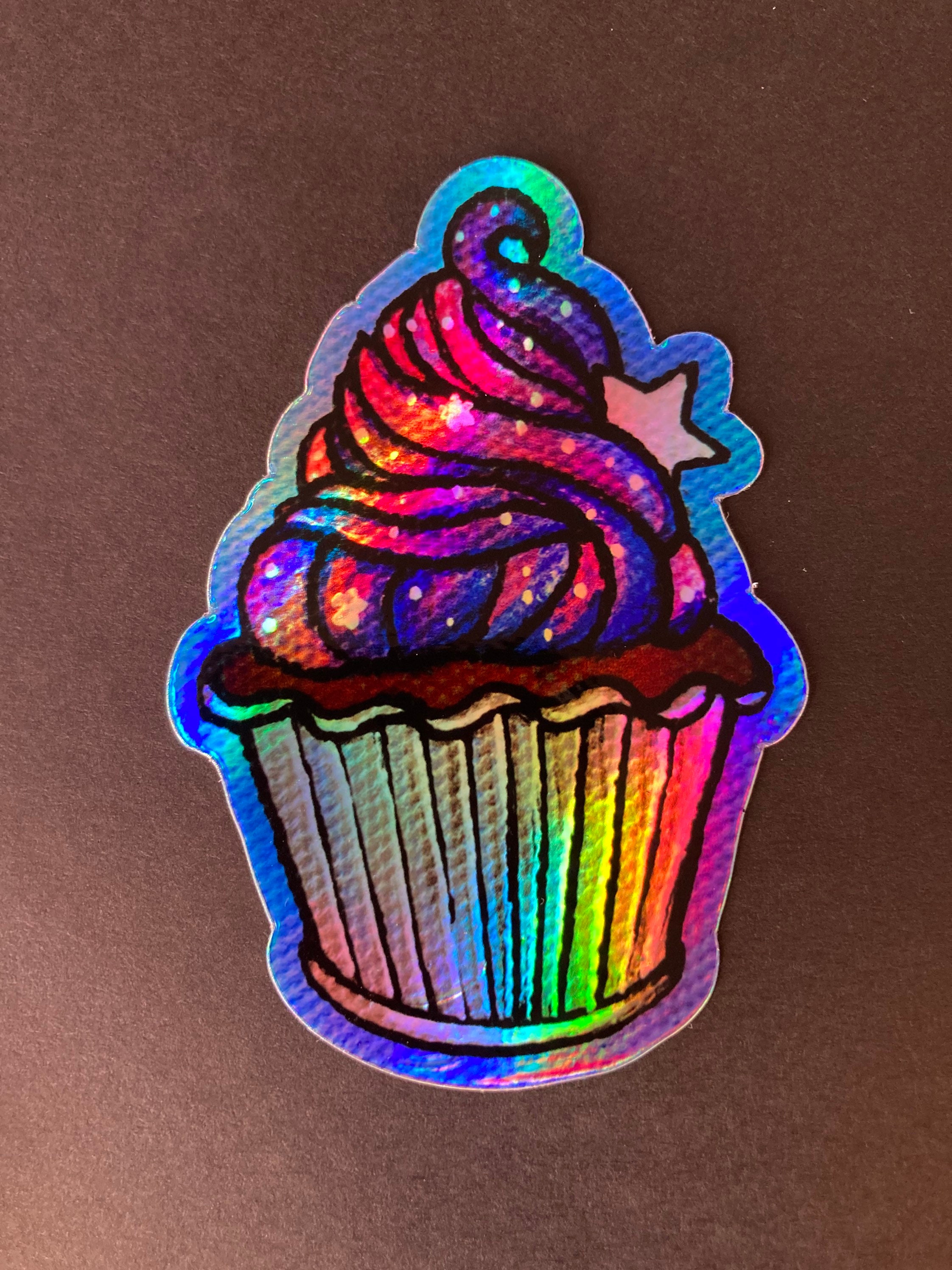 Cosmic Cupcake Galactic Holographic Vinyl Sticker