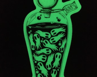 Bottle of Boo’s Booze Ghost Glow in the Dark Halloween Sticker Stocking Stuffer