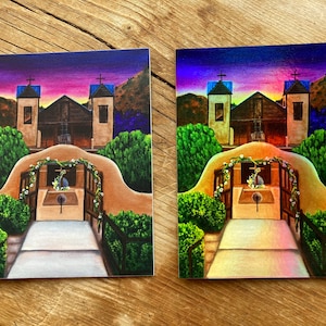Adesivo de vinil fosco/holográfico da Igreja El Santuario de Chimayo Novo México