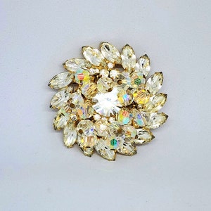 Vintage Verified DeLizza And Elster D&E Juliana Crystal Cha Cha Bead Swirl Brooch Pin