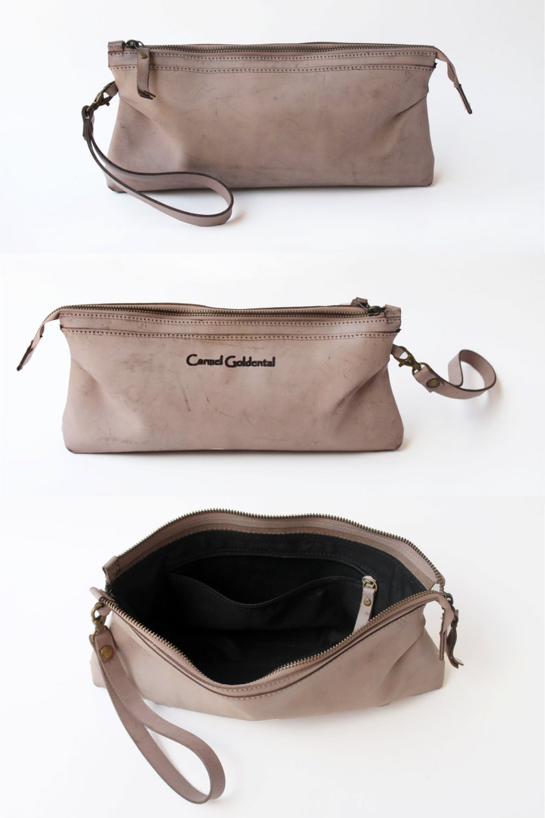 rustic pink leather clutch purse with zipper /& pockets women toiletry leather bag, big leather clutch bag with wristlet strap