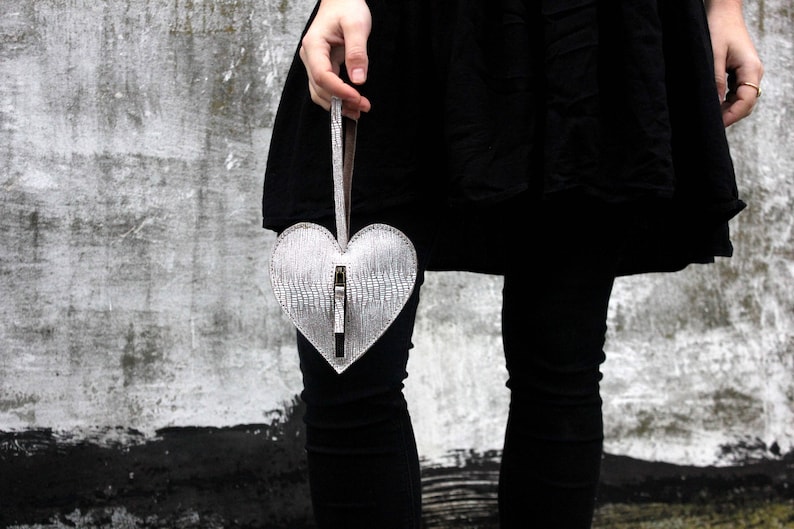 women leather bag printed leather bag valentines gift for her leather purse coins pouch leather heart coin purse zipper leather wallet