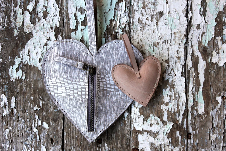 women leather bag printed leather bag valentines gift for her leather purse coins pouch leather heart coin purse zipper leather wallet