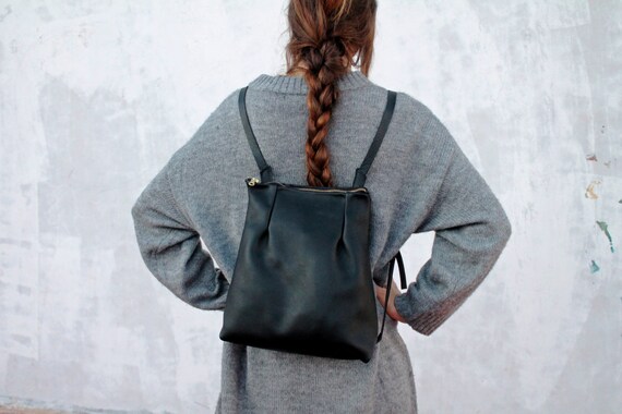 big black leather backpack