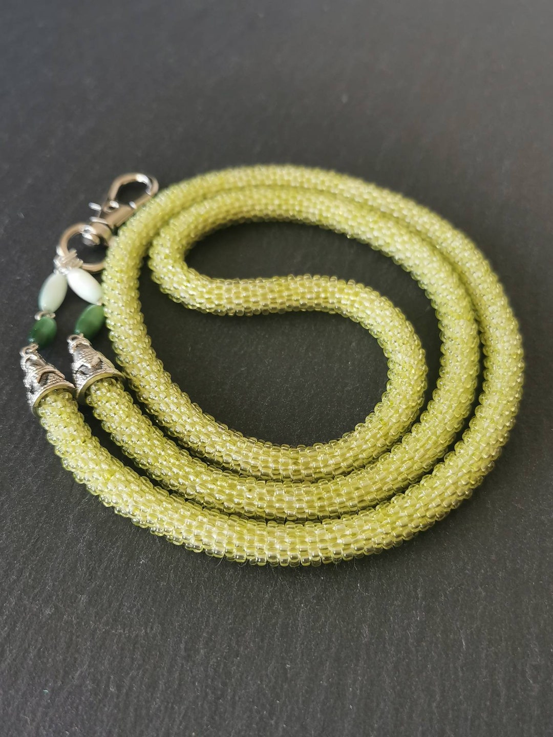 Handmade Beaded Badge Holder for Nurse. Bead Crochet ID Card Holder for