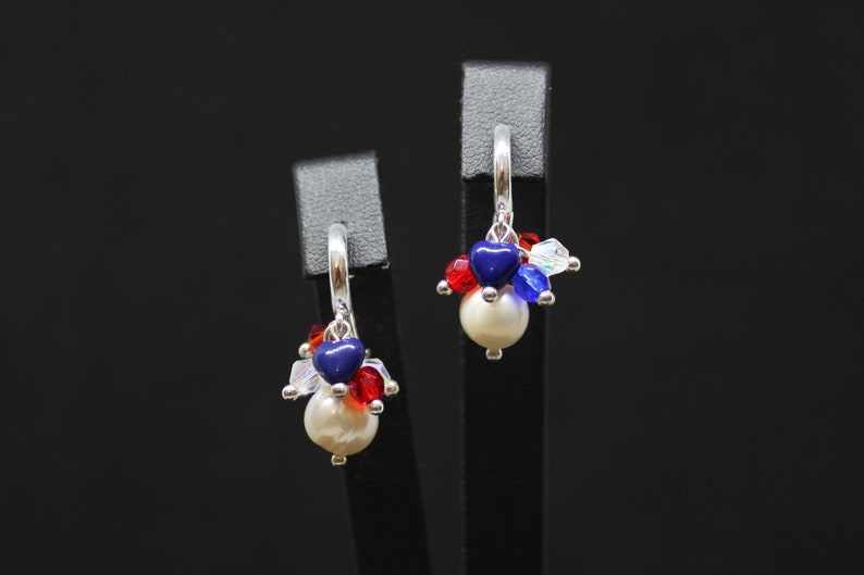 Blue pearl earrings for bridesmaids
