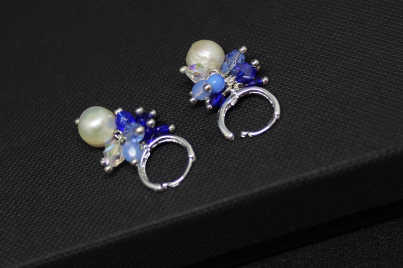 Blue pearl earrings for bridesmaids