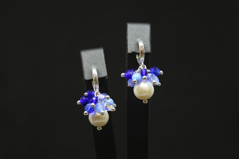 Blue pearl earrings for bridesmaids