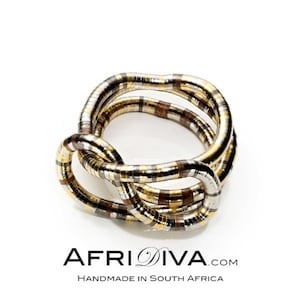AfriDiva &quot;TRICOLOR&quot; - as Necklace, Bracelet or Ring! Endless flexible jewellery. Handmade out of 100% recycling material.