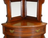 17326 Rare Unusual Victorian Curved Glass Door China Closet