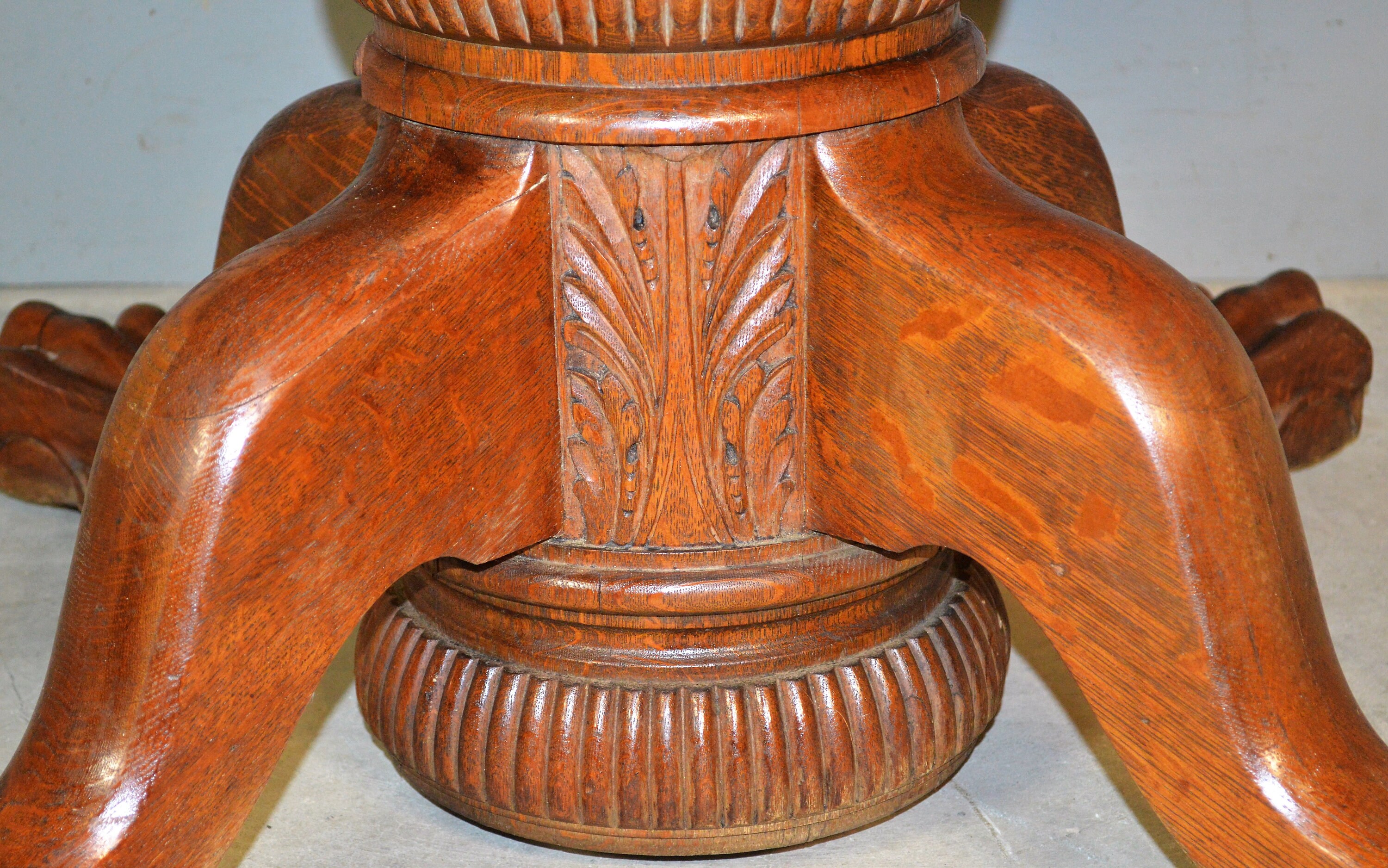 18991 Oak Victorian 54 Fluted Carved Ball and Claw Dining Etsy