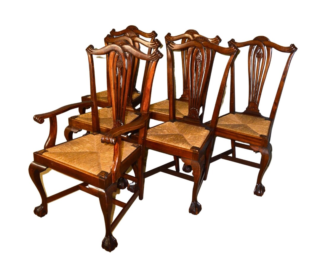 Antique Dining Room Chairs, Mahogany Chippendale, Set of Six 21614 Etsy