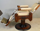 21125 Victorian Oak Carved Barber Chair by Koken