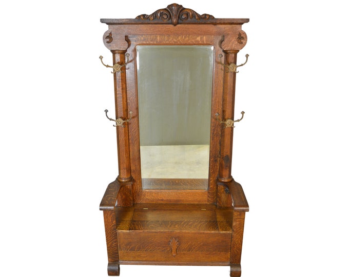 Antique Hall Tree, Extra Large, Tiger Sawn Oak 21582 Etsy