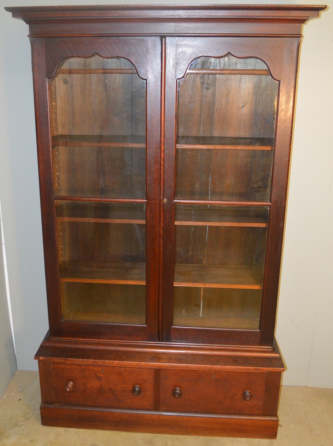 18735 Victorian Step Back Walnut BookcaseCivil War Era Etsy