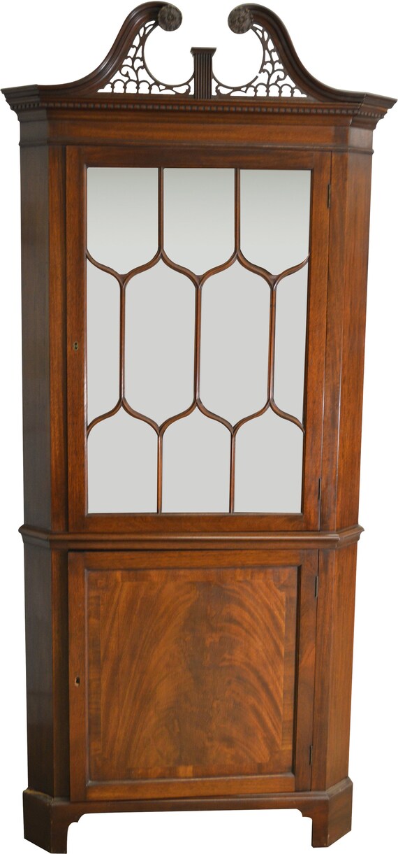 17314 Flame Mahogany Custom Corner China Cabinet Etsy