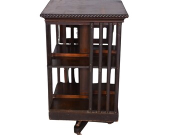 Antique Victorian Mahogany Revolving Bookcase #21982