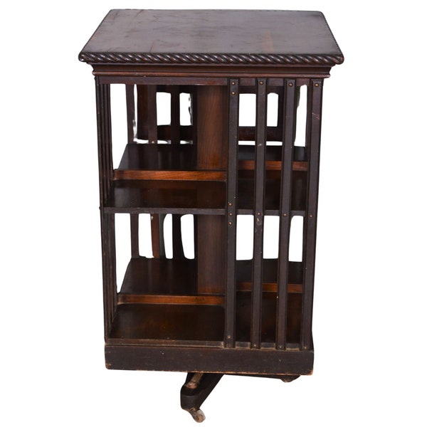 Antique Victorian Mahogany Revolving Bookcase #21982