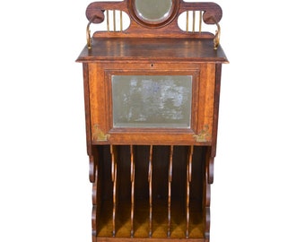 Antique Victorian Oak Music Cabinet #21988