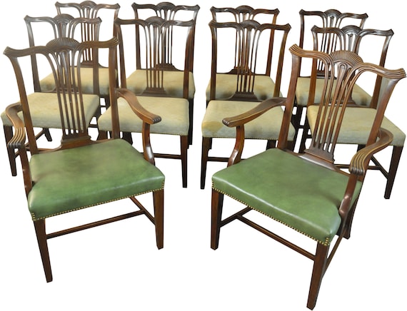 19804 Set Of 10 Solid Mahogany Formal Dining Chairs